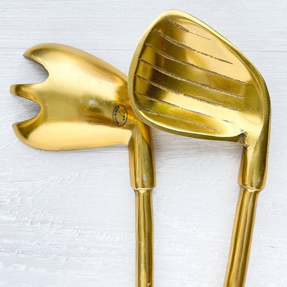 ZAZ DESIGNS Gilded Goldtone Golf Fork & Spoon Server Set - Picture 17 of 17